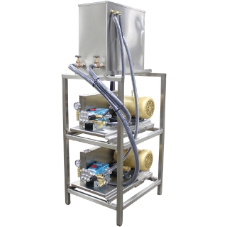 Picture of Car Wash Prep System (Gravity Feed), Pulley Drive: 5 HP Single Pump Unit on Stainless Steel Stand, 3 Phase (with Electrical Panel)
