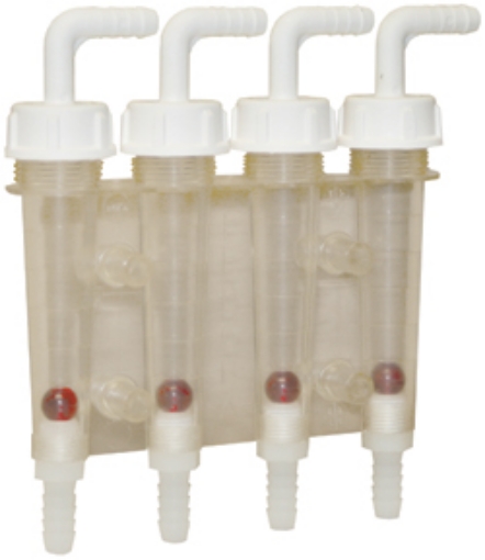 Picture of Spray Monitor, 4-Column for Squeeze Pumps, 1/2" Hose Barb Ports