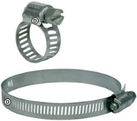 Picture of Hose Clamps, Stainless Steel: 1/2" to 1-1/4" Diameter Range, Fits Hose ID 5/8" to 3/4", 1/2" Band Width, Box of 10