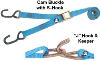 Picture of Cam Buckle with J-Hook Tie-Down Straps, 1000 Lb. Work Load, 1" x 12' Length (1 PACK)