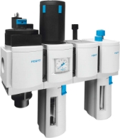Picture of Air Line Filter / Regulator / Lubricator Combo Unit w/Shutoff & Soft Start, 3/8" FPT Ports, MS4, Fully Auto Drain, Max. 25 SCFM