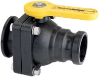 Picture of "Stubby" Ball Valve, Polypropylene, 2" Full Port Flange x 2" Male Adapter