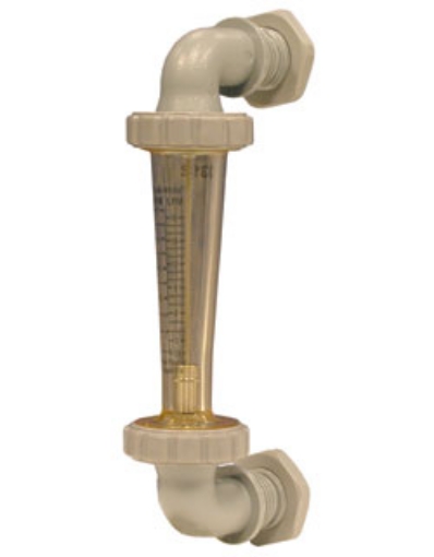 Picture of Flow Meter, Calibration=0.5 - 5.0 GPM, 1.8 - 18.0 LPM, 1/2" MPT Elbow Ports, 7-1/8" Long