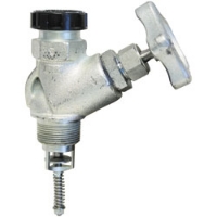 Picture of Top Connect Manual Fill, Vapor or Withdrawal Valve for NH3, 1-1/4" MPT x 1-3/4" Acme with 1/4" FPT Bleeder Port, Zinc Plated. Excess Flow Check @ 42 GPM