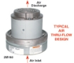 Picture of Vacuum Motor, Thru-Flow Air Discharge, 2 Blower Stages, 120 Volts, 60/50 Hz, 5.7" Diam., 11.0 Max Amps *115923