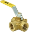 Picture of 3-Way Ball Valve, Brass, 3/4" Connection, .685 Flow, 400 PSI