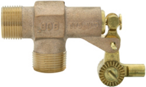 Picture of Float Valve, Brass, 1/2" MPT Ports, 12 GPM @ 35 PSI, 4" Minimum Float Size, 125 Max PSI