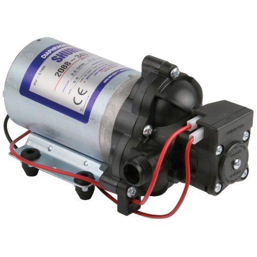 Picture of 24 Volt DC Diaphragm Pump, Demand Control, *3.0 Max GPM, 45 Cut In Pressure, 40 Max PSI, 1/2" MPT Ports, Santoprene Valve, Santoprene Diaphragm