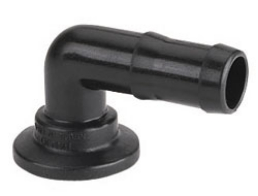 Picture of 90 Degree Elbow: 2" Full Port Flange x 2" Hose Barb, Polypropylene