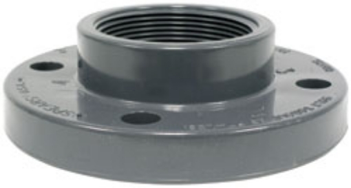 Picture of Threaded Flange, PVC, 2" Pipe Size, 6" Flange Diameter, 4-3/4" Bolt Circle Diameter, 4 Holes, 5/8" Bolt Size, Schedule 80