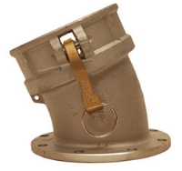 Picture of TTMA Coupler, Aluminum, 4" TTMA Flange x 4" Female Cam, 22-1/2 Deg. Angle, Buna Coupler Gasket