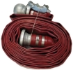 Picture of Hose, Layflat, Red, 150PSI, 3" X 50' Overall Length, Aluminum Bauer FH X MH Ends, With Locking Ring