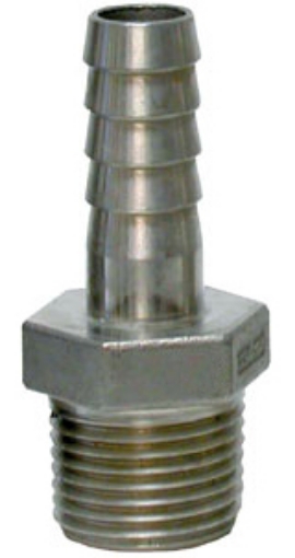 Picture of 4" MPT x 4 " Hose Barb, 316 Stainless Steel, King Nipple Style