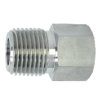 Show details for Bushing, 304 Stainless, 1/2" MPT x 3/8" FPT, 3000 PSI Picture of Bushing, 304 Stainless, 1/2" MPT x 3/8" FPT, 3000 PSI